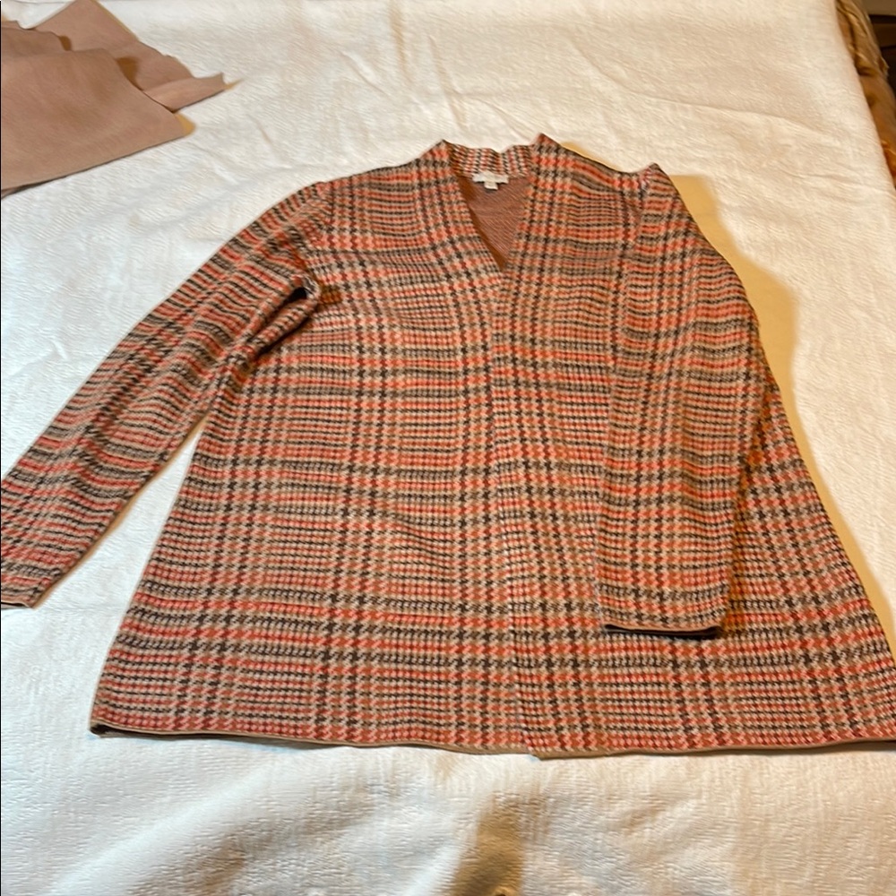 Plaid Open Front Cardigan